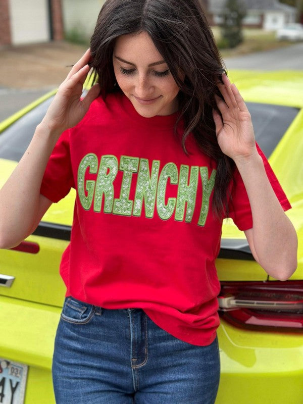 Grinchy Faux Sequin Tee