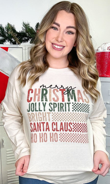 Retro Christmas Wishes Graphic BF Long Sleeve